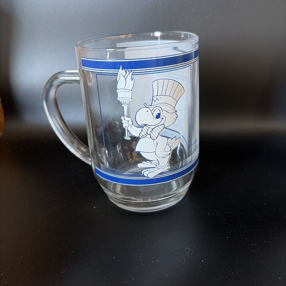 1984 Vintage Olympics Los Angeles Logo With Sam the Eagle  Glass Mug